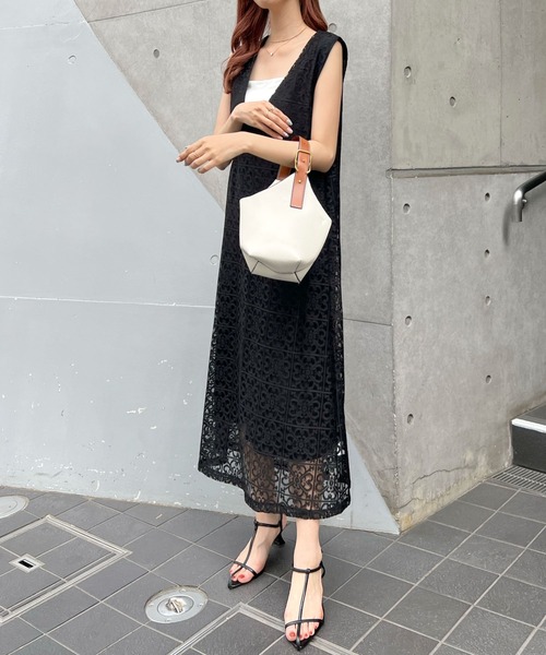 Futier land（フューティアランド）の「パネルレース2wayジャンパースカート（ワンピース・レディース・ホワイト/ブラック・FREE）」の13枚目の写真