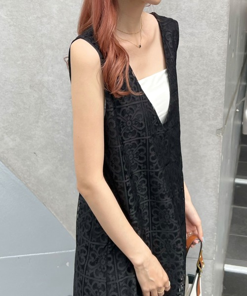 Futier land（フューティアランド）の「パネルレース2wayジャンパースカート（ワンピース・レディース・ホワイト/ブラック・FREE）」の15枚目の写真