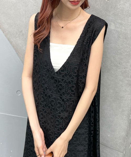 Futier land（フューティアランド）の「パネルレース2wayジャンパースカート（ワンピース・レディース・ホワイト/ブラック・FREE）」の14枚目の写真