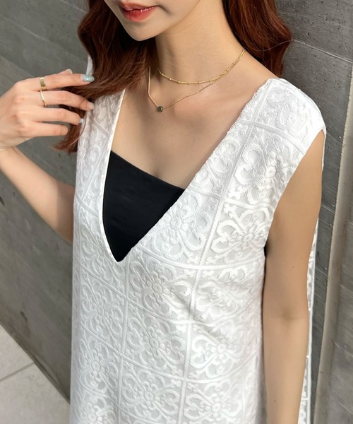 Futier land（フューティアランド）の「パネルレース2wayジャンパースカート（ワンピース・レディース・ホワイト/ブラック・FREE）」の19枚目の写真