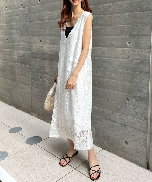 Futier land（フューティアランド）の「パネルレース2wayジャンパースカート（ワンピース・レディース・ホワイト/ブラック・FREE）」の20枚目の写真