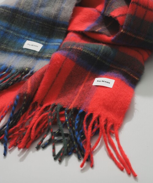 Ray BEAMS(レイビームス)の「チェック マフラー(マフラー・レディース・グレー/レッド・ONE SIZE)」の7枚目の写真
