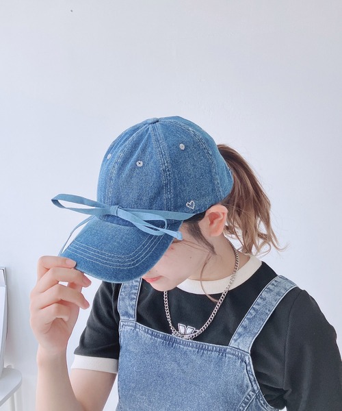 AS KNOW AS plus（アズノゥアズプラス）の「◎デニムリボンキャップ（キャップ・レディース・ブラック/ライトブルー/ブルー・FREE）」の20枚目の写真