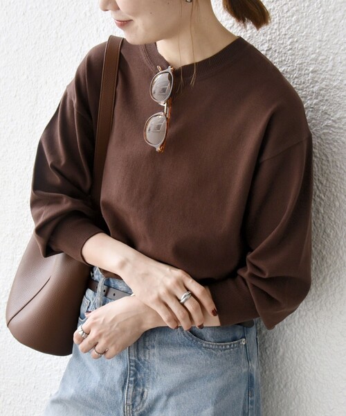 SHIPS any（シップス エニィ）の「SHIPS any:〈手洗い可能〉スウェットライク ニット プルオーバー（ニット/セーター・レディース・ブラック/ホワイト/レッド/キャメル/ブルー/グリーン/ピンク/オレンジ/ブラウン/ライトピンク/ライトグリーン・ONE SIZE）」の3枚目の写真