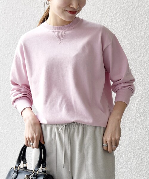 SHIPS any:〈手洗い可能〉スウェットライク ニット プルオーバー