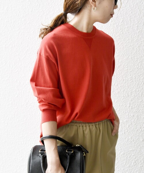 SHIPS any（シップス エニィ）の「SHIPS any:〈手洗い可能〉スウェットライク ニット プルオーバー（ニット/セーター・レディース・ブラック/ホワイト/レッド/キャメル/ブルー/グリーン/ピンク/オレンジ/ブラウン/ライトピンク/ライトグリーン・ONE SIZE）」の10枚目の写真