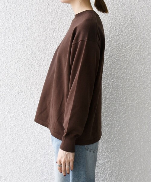 ジェッタ2006★ANYA HINDMARCH ブラウン ニット L SHIPS any:〈手洗い可能〉スウェットライク ニット プルオーバー