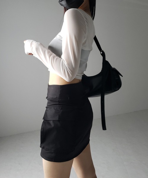 me+em select(ミームセレクト)の「※※【 3color / 2WAY 】クロスストラップリボンシアーショートカーディガン / cross strap ribbon sheer short cardigan(カーディガン/ボレロ・レディース・ブラック/ダークグレー/ホワイト・FREE)」の20枚目の写真
