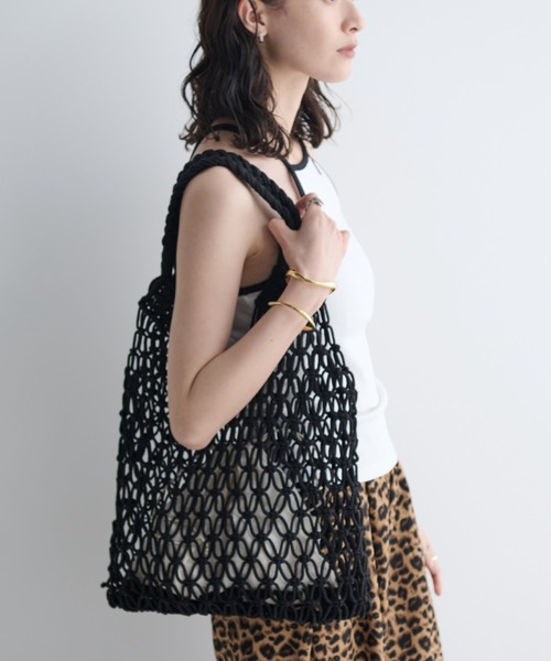 MERLOT（メルロー）の「トライアングルメッシュバッグ（トートバッグ・レディース・ホワイト/ブラック/パープル・FREE）」の12枚目の写真