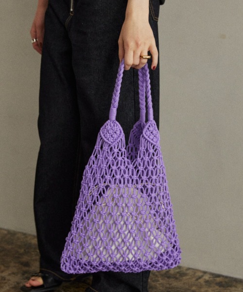 MERLOT（メルロー）の「トライアングルメッシュバッグ（トートバッグ・レディース・ホワイト/ブラック/パープル・FREE）」の8枚目の写真