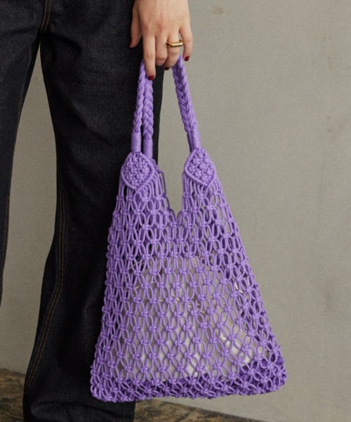 MERLOT（メルロー）の「トライアングルメッシュバッグ（トートバッグ・レディース・ホワイト/ブラック/パープル・FREE）」の9枚目の写真