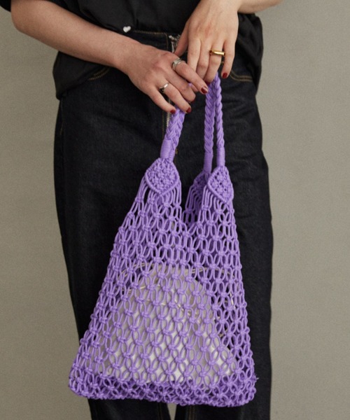 MERLOT（メルロー）の「トライアングルメッシュバッグ（トートバッグ・レディース・ホワイト/ブラック/パープル・FREE）」の10枚目の写真