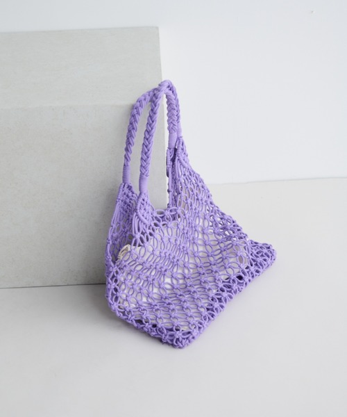 MERLOT（メルロー）の「トライアングルメッシュバッグ（トートバッグ・レディース・ホワイト/ブラック/パープル・FREE）」の6枚目の写真