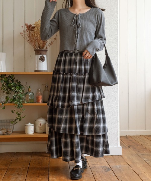 WEGO（ウィゴー）の「WEGO/リボンリブカーディガン（カーディガン/ボレロ・レディース・ピンク/ホワイト/ブラック/グレー・FREE）」の9枚目の写真