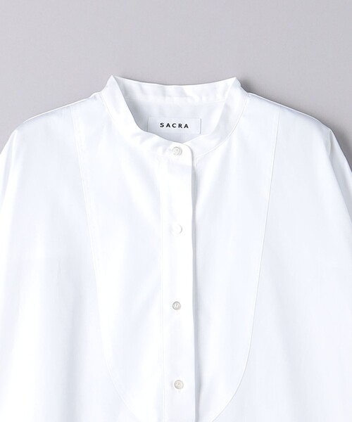 SACRA（サクラ）の「＜SACRA＞コットンポプリン ビッグシャツ（シャツ/ブラウス・レディース・ライトブルー/ホワイト・38）」の4枚目の写真