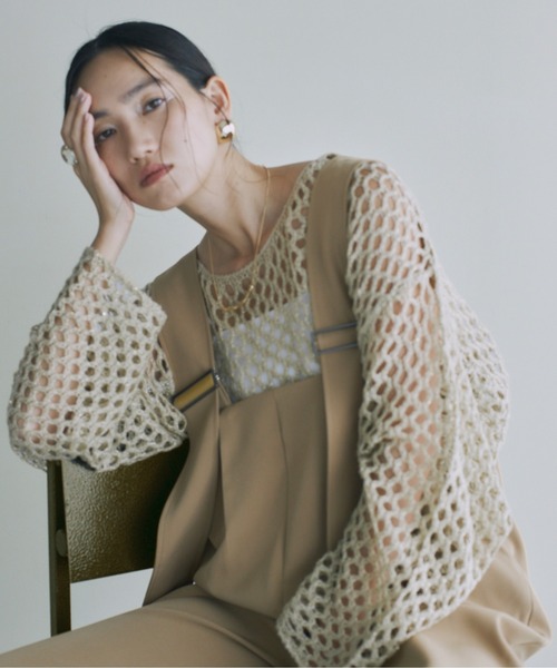 DFFUR.（ディフル）の「メッシュラメニットトップス（その他トップス・レディース・グレー/ライム/ベージュ/ブラック/アイボリー・FREE）」の4枚目の写真