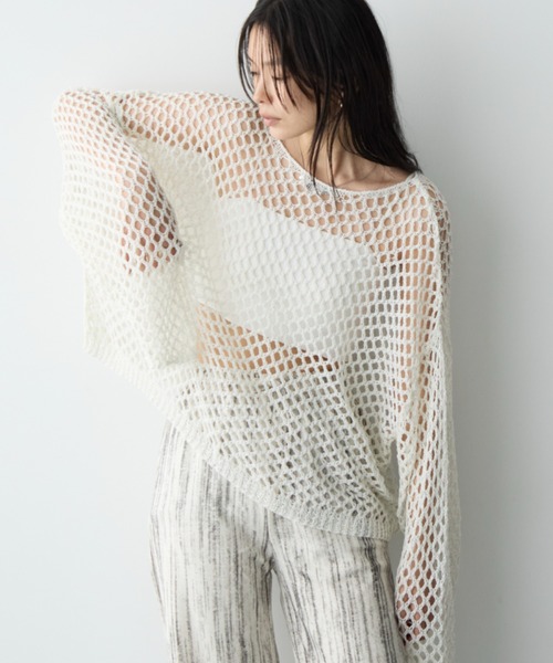 DFFUR.（ディフル）の「メッシュラメニットトップス（その他トップス・レディース・グレー/ライム/ベージュ/ブラック/アイボリー・FREE）」の9枚目の写真