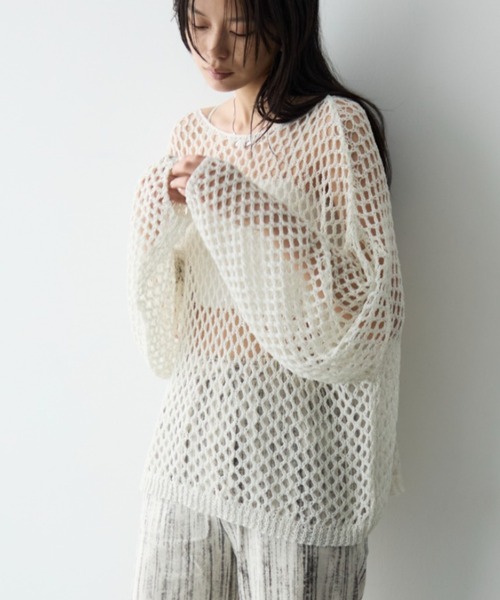 DFFUR.（ディフル）の「メッシュラメニットトップス（その他トップス・レディース・グレー/ライム/ベージュ/ブラック/アイボリー・FREE）」の10枚目の写真