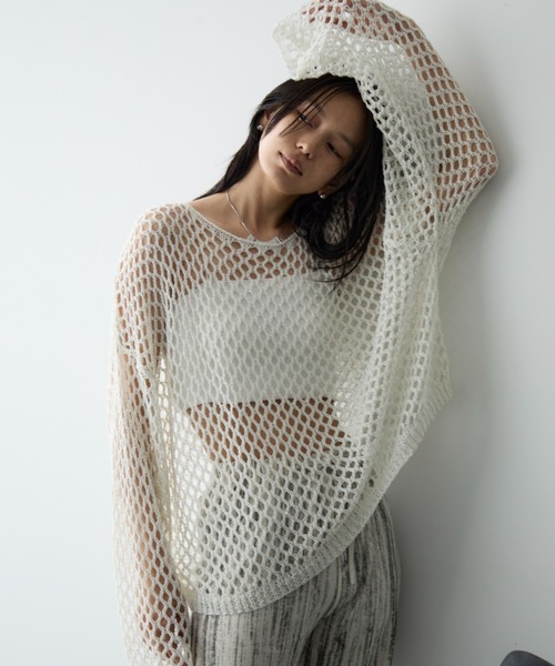 DFFUR.（ディフル）の「メッシュラメニットトップス（その他トップス・レディース・グレー/ライム/ベージュ/ブラック/アイボリー・FREE）」の12枚目の写真