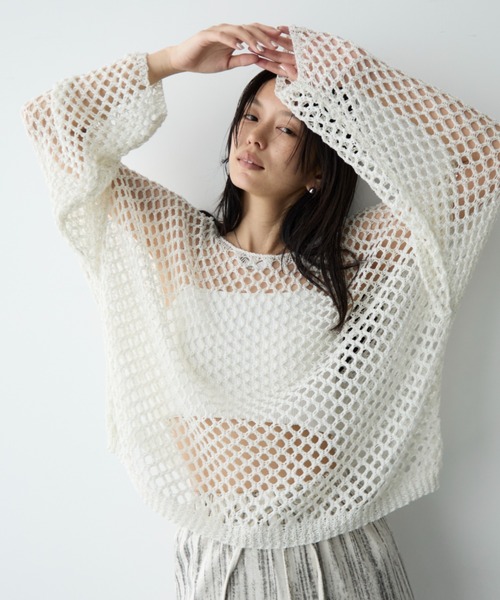 DFFUR.（ディフル）の「メッシュラメニットトップス（その他トップス・レディース・グレー/ライム/ベージュ/ブラック/アイボリー・FREE）」の6枚目の写真