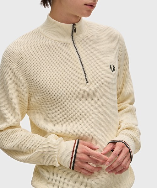 FRED PERRY(フレッドペリー)の「【先行予約受付中】Waffle Stitch Half Zip Jumper/ワッフルステッチハーフジップニット(ニット/セーター・メンズ・ブラック/オートミール/ダークブルー/ベージュ/ブラック系その他/グリーン/ベージュ系その他・S/M/L/XS)」の9枚目の写真