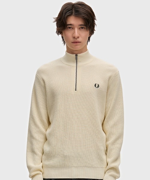 FRED PERRY(フレッドペリー)の「【先行予約受付中】Waffle Stitch Half Zip Jumper/ワッフルステッチハーフジップニット(ニット/セーター・メンズ・ブラック/オートミール/ダークブルー/ベージュ/ブラック系その他/グリーン/ベージュ系その他・S/M/L/XS)」の12枚目の写真