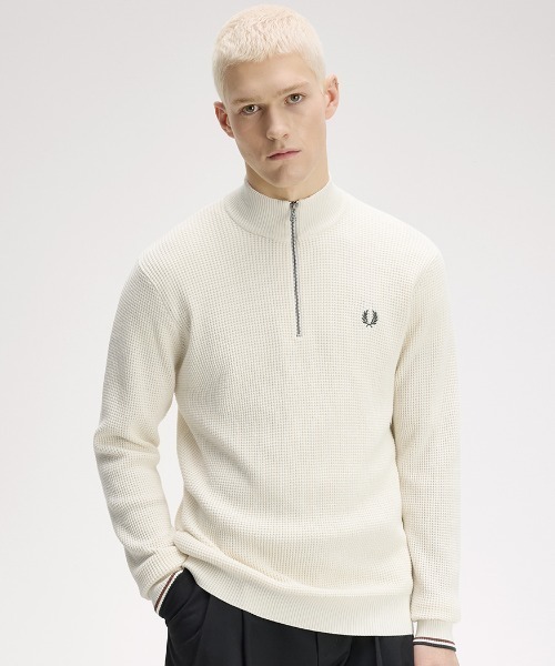 FRED PERRY(フレッドペリー)の「【先行予約受付中】Waffle Stitch Half Zip Jumper/ワッフルステッチハーフジップニット(ニット/セーター・メンズ・ブラック/オートミール/ダークブルー/ベージュ/ブラック系その他/グリーン/ベージュ系その他・S/M/L/XS)」の14枚目の写真