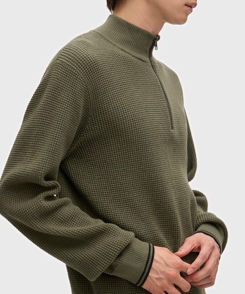 FRED PERRY(フレッドペリー)の「【先行予約受付中】Waffle Stitch Half Zip Jumper/ワッフルステッチハーフジップニット(ニット/セーター・メンズ・ブラック/オートミール/ダークブルー/ベージュ/ブラック系その他/グリーン/ベージュ系その他・S/M/L/XS)」の21枚目の写真