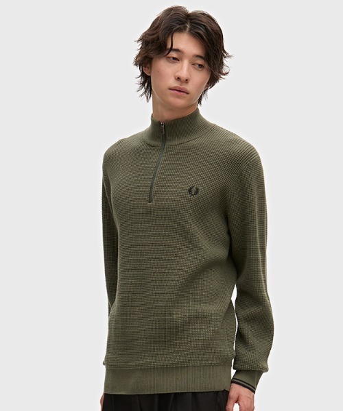 FRED PERRY(フレッドペリー)の「【先行予約受付中】Waffle Stitch Half Zip Jumper/ワッフルステッチハーフジップニット(ニット/セーター・メンズ・ブラック/オートミール/ダークブルー/ベージュ/ブラック系その他/グリーン/ベージュ系その他・S/M/L/XS)」の20枚目の写真