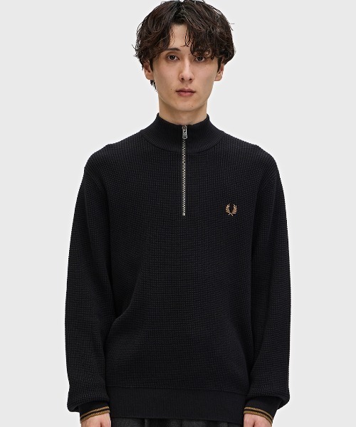 セール】Waffle Stitch Half Zip Jumper／ワッフルステッチハーフ