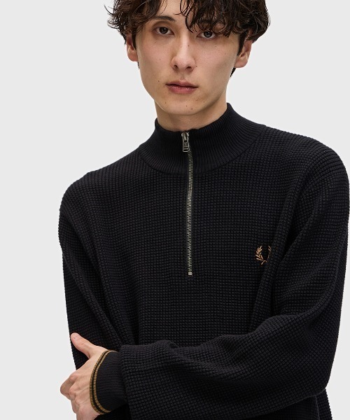 セール】Waffle Stitch Half Zip Jumper／ワッフルステッチハーフ