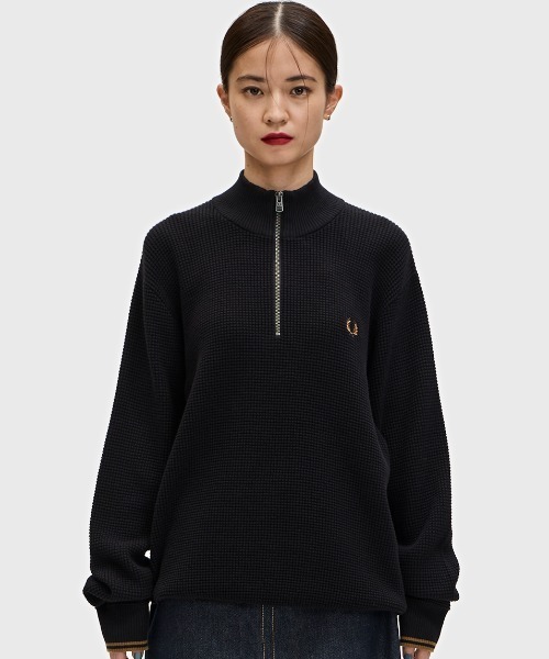 セール】Waffle Stitch Half Zip Jumper／ワッフルステッチハーフ