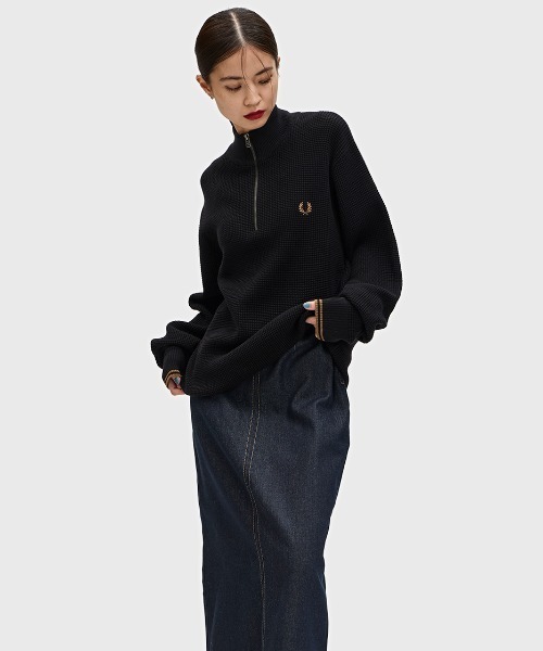FRED PERRY/フレッドペリー　ワンポイントロゴワッフルハーフジップニット 楽天市場】25年秋新作 FRED PERRY/フレッドペリー WAFFLE STITCH HALF