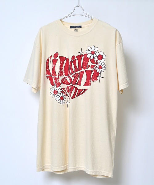 Revo.(レボ)の「MODISH GAZE ハート ピグメントTシャツ(Tシャツ/カットソー・レディース・アイボリー/ネイビー・FREE)」の1枚目の写真