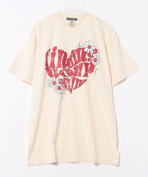 Revo.(レボ)の「MODISH GAZE ハート ピグメントTシャツ(Tシャツ/カットソー・レディース・アイボリー/ネイビー・FREE)」の8枚目の写真