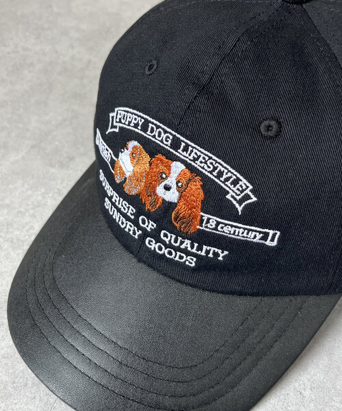CPCM(シーピーシーエム)の「犬刺繍フェイクレザー×ツイルキャップ(キャップ・レディース・ベージュ/ネイビー/ブラック・FREE)」の8枚目の写真