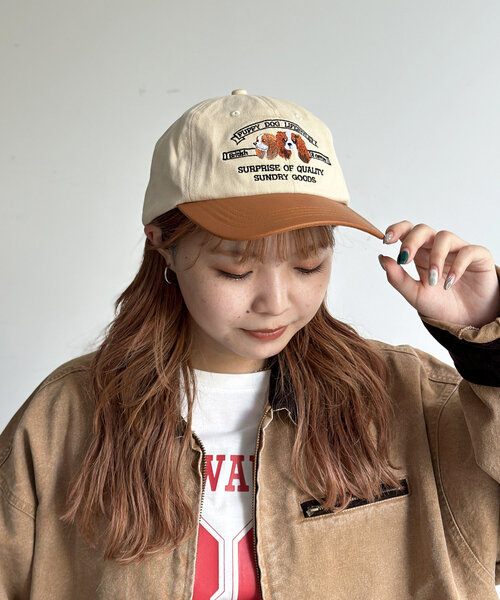 CPCM(シーピーシーエム)の「犬刺繍フェイクレザー×ツイルキャップ(キャップ・レディース・ベージュ/ネイビー/ブラック・FREE)」の12枚目の写真