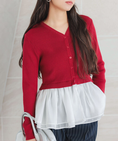 ペプラムドッキングカーディガン（カーディガン/ボレロ）｜KOBE