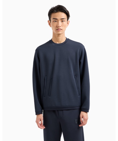 【セール】【エンポリオ アルマーニ】トラベルエッセンシャル スウェットシャツ モダール混紡ダブルジャージー（スウェット）｜EMPORIO ARMANI（エンポリオアルマーニ）
