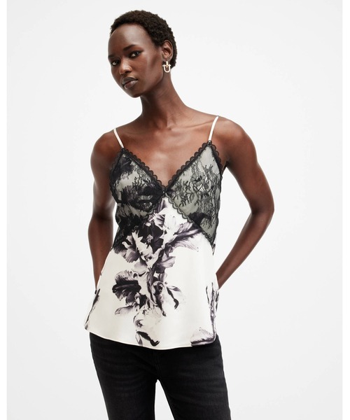 ALLSAINTS（オールセインツ）の「IMMY LACE PANELLED V-NECK CAMI TOP | IMMY レース パネル Vネック キャミ トップ（キャミソール・レディース・ホワイト系その他・4/6/8）」の4枚目の写真