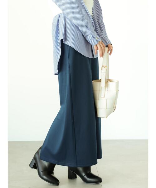 Lugnoncure（ルノンキュール）の「【選べる着丈】ポンチナロースカート（スカート・レディース・ブラック/ベージュ/ネイビー/ピンク/グリーン・ﾌﾘｰ(L)/ﾌﾘｰ(M)）」の4枚目の写真