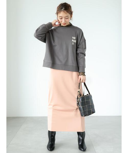 Lugnoncure（ルノンキュール）の「【選べる着丈】ポンチナロースカート（スカート・レディース・ブラック/ベージュ/ネイビー/ピンク/グリーン・ﾌﾘｰ(L)/ﾌﾘｰ(M)）」の7枚目の写真