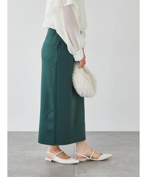 Lugnoncure（ルノンキュール）の「【選べる着丈】ポンチナロースカート（スカート・レディース・ブラック/ベージュ/ネイビー/ピンク/グリーン・ﾌﾘｰ(L)/ﾌﾘｰ(M)）」の12枚目の写真