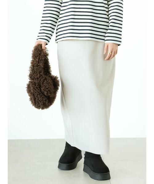 Lugnoncure（ルノンキュール）の「【選べる着丈】ポンチナロースカート（スカート・レディース・ブラック/ベージュ/ネイビー/ピンク/グリーン・ﾌﾘｰ(L)/ﾌﾘｰ(M)）」の21枚目の写真