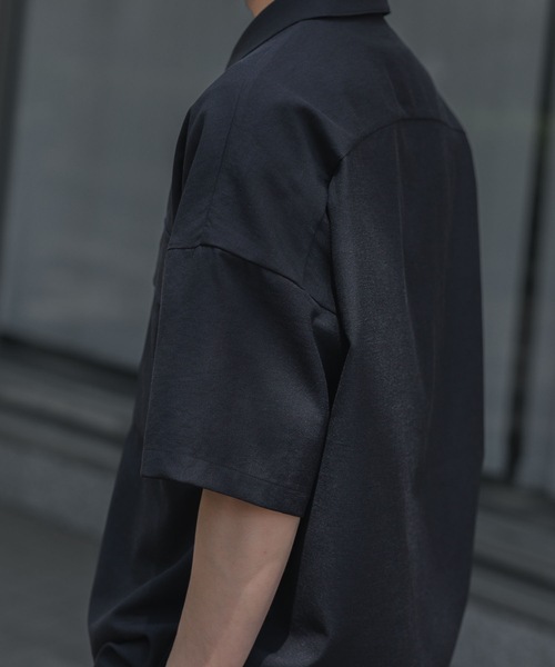 ATTACHMENT（アタッチメント）の「PE/CO/LI ツイル ハーフジップ S/Sシャツ / PE/CO/LI TWILL HALF ZIP S/S SHIRT（シャツ/ブラウス・メンズ・ベージュ/ブラック・1/2/3）」の5枚目の写真