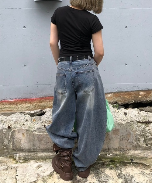 Chikashitsu +(チカシツプラス)の「【Chikashitsu +】super buggy denim pants / 【チカシツプラス】スーパーバギーデニムパンツ(デニムパンツ・メンズ・ブルー系その他/チャコール/ブルー・M/S)」の21枚目の写真