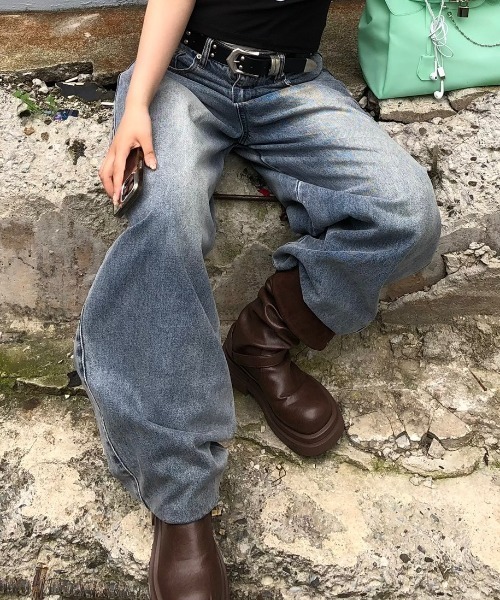 Chikashitsu +(チカシツプラス)の「【Chikashitsu +】super buggy denim pants / 【チカシツプラス】スーパーバギーデニムパンツ(デニムパンツ・メンズ・ブルー系その他/チャコール/ブルー・M/S)」の22枚目の写真