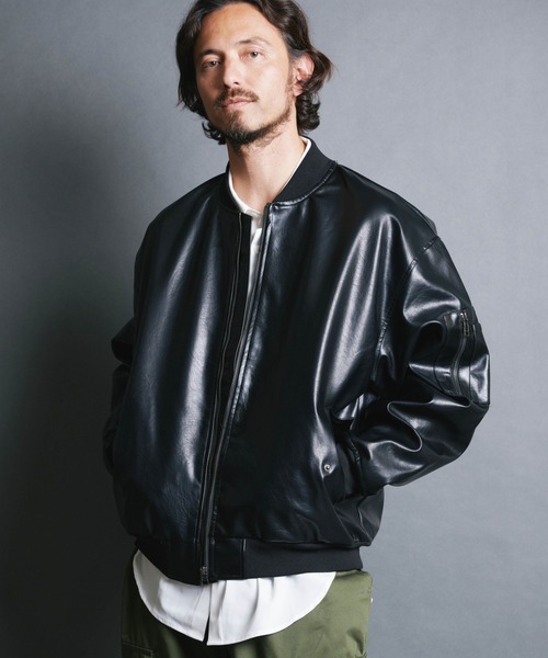 セール】【SELECT】IR:SYNTHETIC LEATHER MA-1 JKT