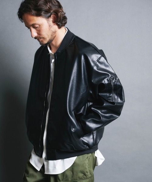 セール】【SELECT】IR:SYNTHETIC LEATHER MA-1 JKT