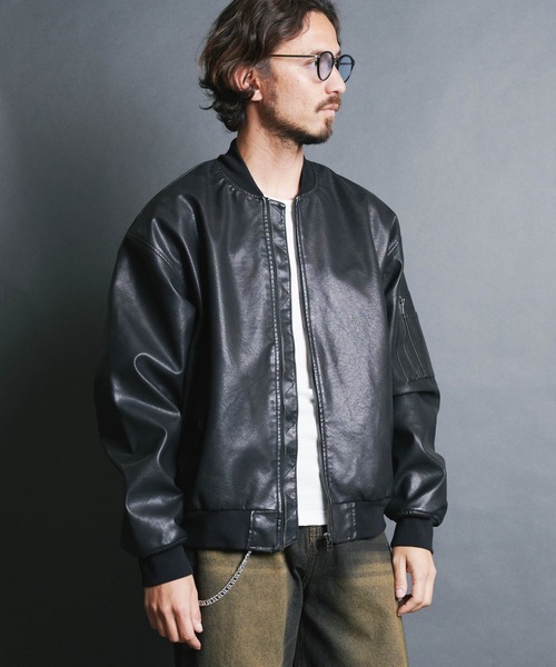 セール】【SELECT】IR:SYNTHETIC LEATHER MA-1 JKT
